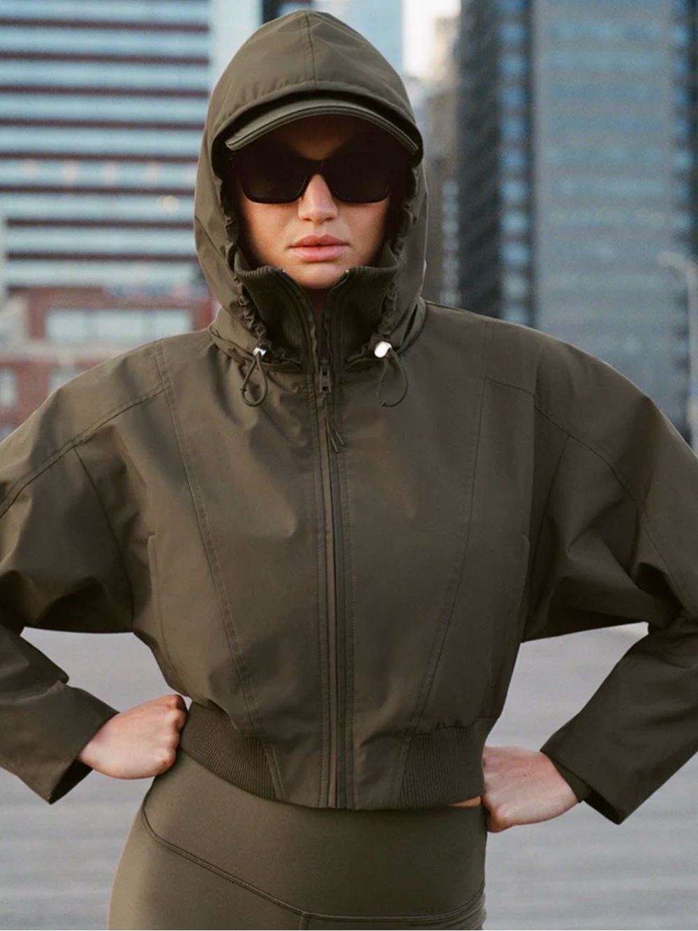 ALO Women’s Hooded Bomber Jacket - Olive